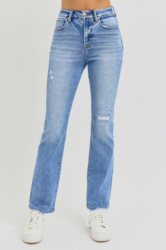 RISEN Full Size Distressed High-Rise Ankle Straight Jeans - In Style Chics Boutique LLC
