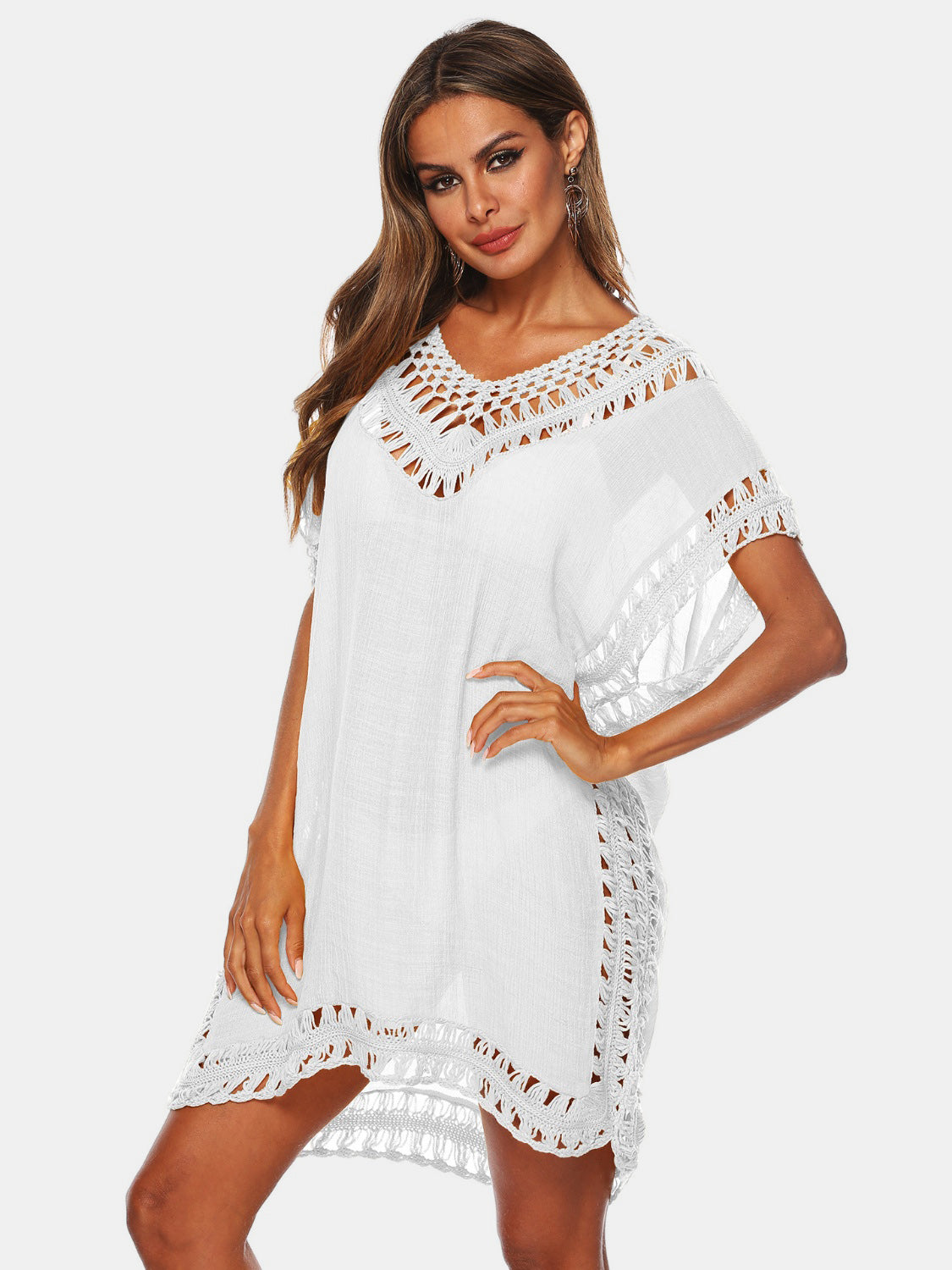 Cutout V-Neck Short Sleeve Cover-Up - More Colors! - In Style Chics Boutique LLC