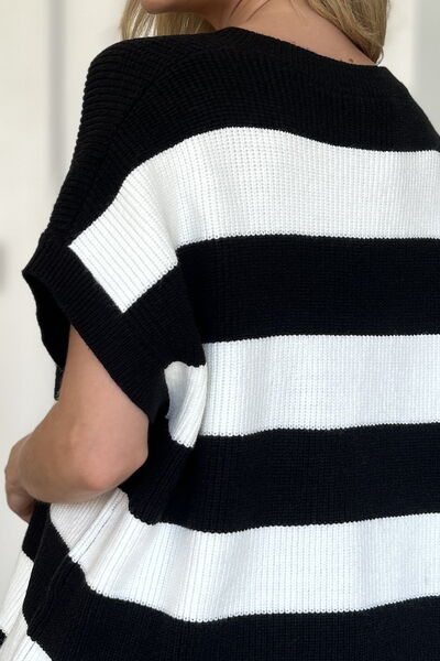Women's Striped V-Neck Short Sleeve Sweater - In Style Chics Boutique Online Clothing