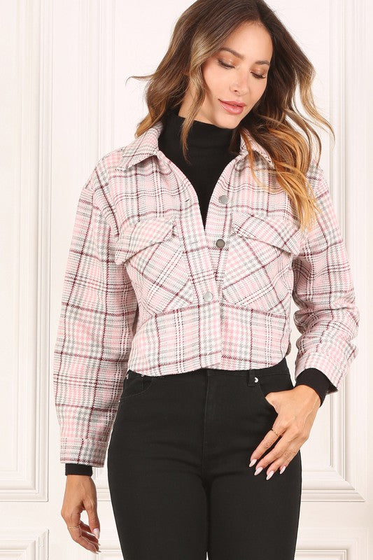 Plaid crop jacket for women - In Style Chics Boutique LLC