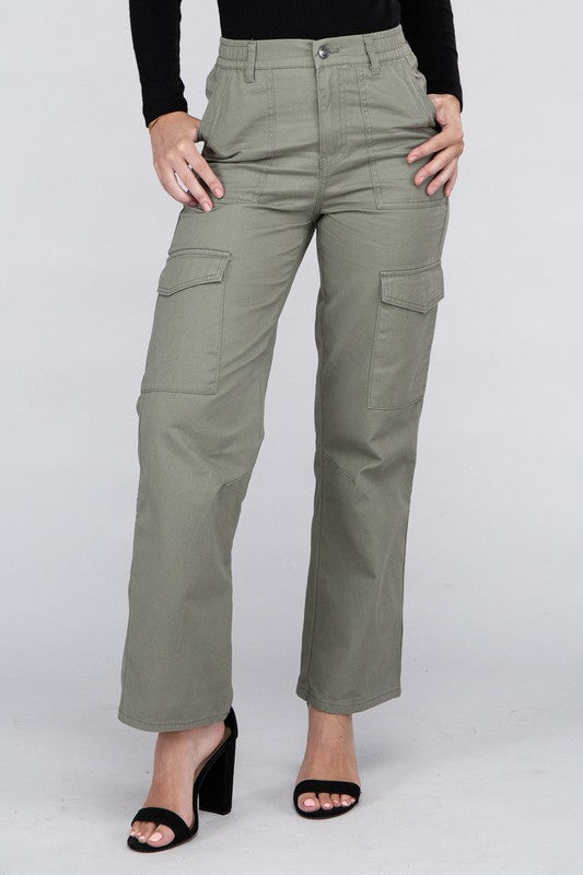 Everyday Wear Elastic-Waist Cargo Pants for Women - In Style Chics Boutique LLC