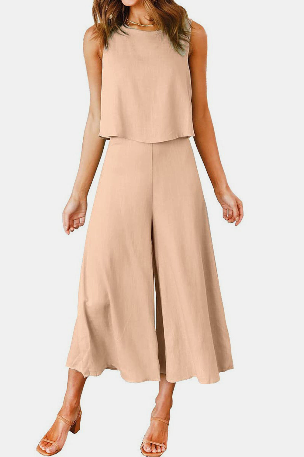 Round Neck Top and Wide Leg Pants Set - In Style Chics Boutique LLC