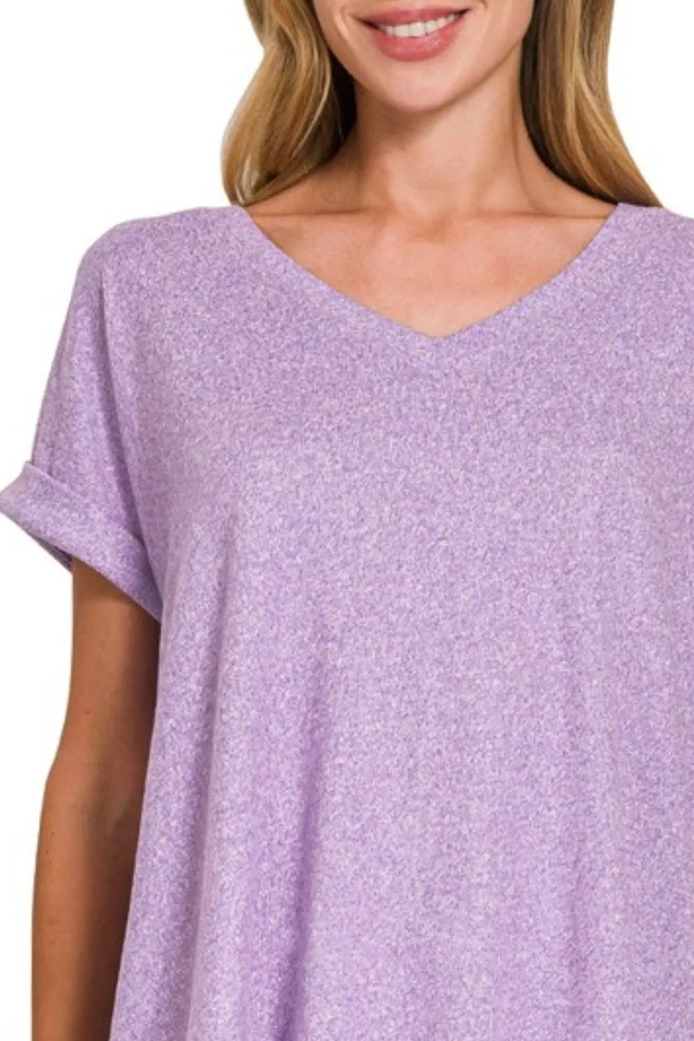 V-neck Tee in Soft Melange Hacci - In Style Chics Boutique Women's Juniors Clothes Online