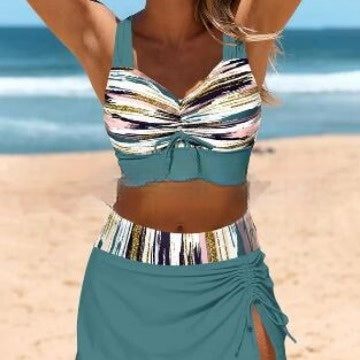 Split Retro Slit Skirt Rope Coiling Bikini - In Style Chics Boutique LLC