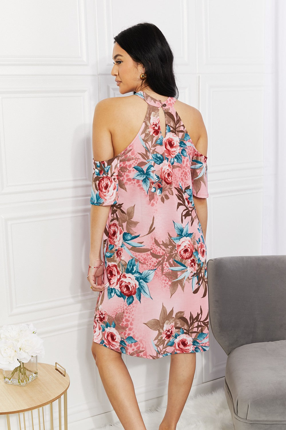 Sew In Love Full Size Fresh-Cut Flowers Cold-Shoulder Dress - In Style Chics Boutique LLC