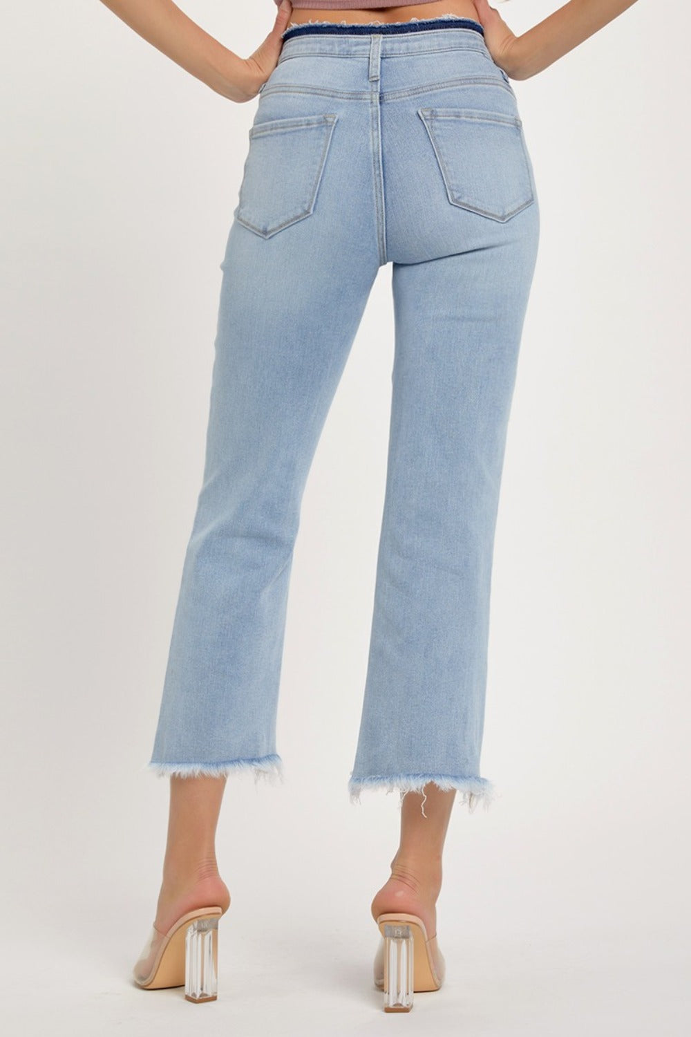 RISEN Full Size High Rise Raw Edge Crop Jeans - In Style Chics Boutique LLC