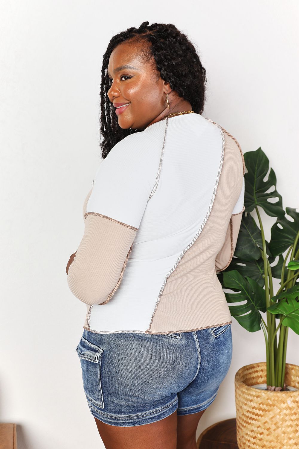 Double Take Color Block Exposed Seam Top - In Style Chics Boutique LLC