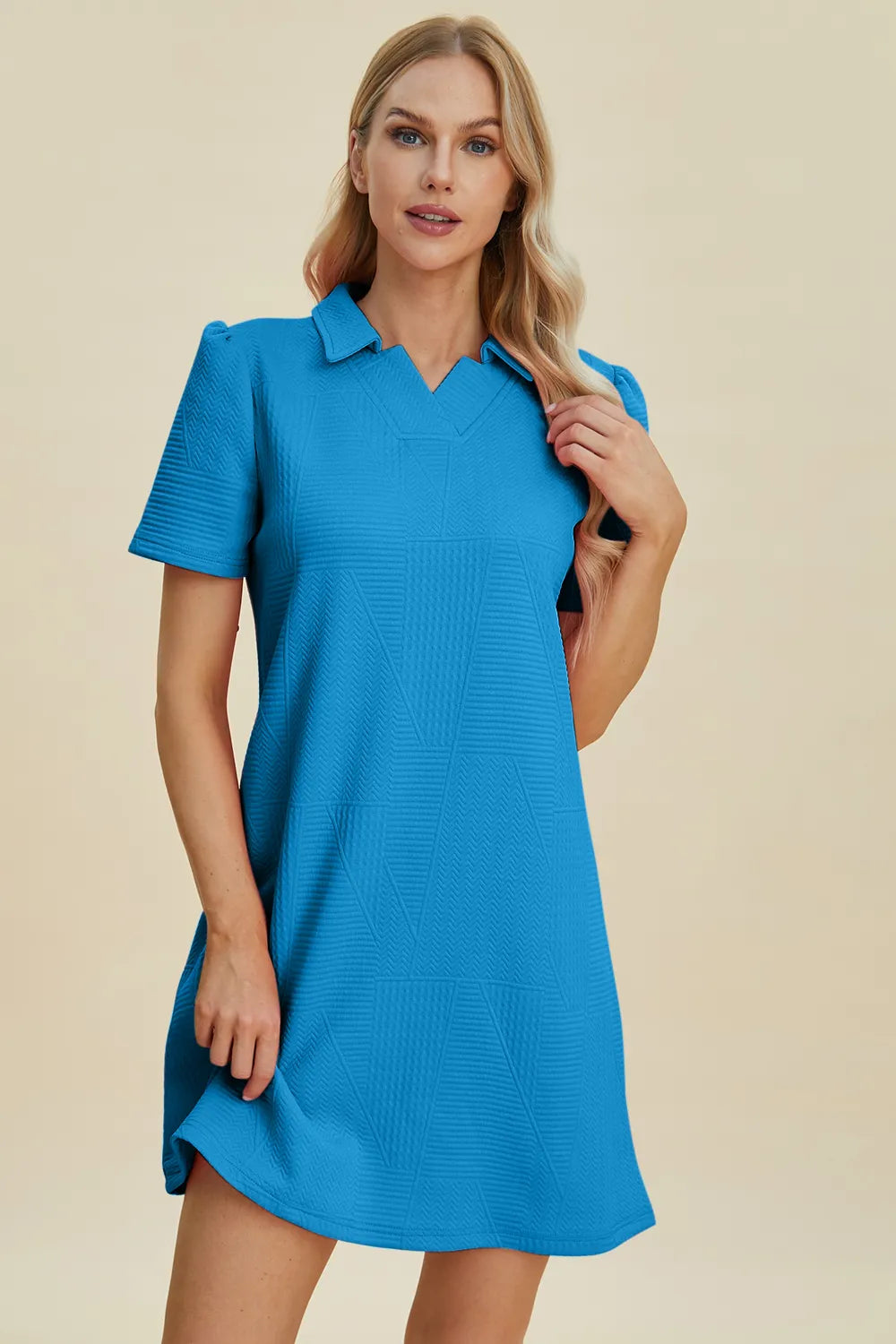 Textured Short Sleeve Dress - In Style Chics Boutique Women's Juniors Plus Size Clothes