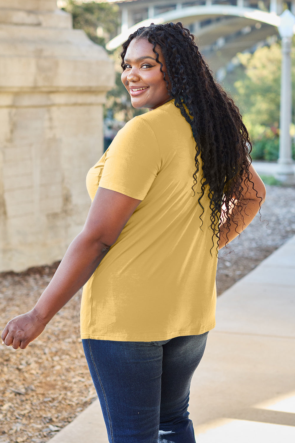 Bamboo Full Size V-Neck Short Sleeve T-Shirt - Eco Friendly - Sensitive Skin - In Style Chics Boutique Women's Juniors Plus Size Apparel Online