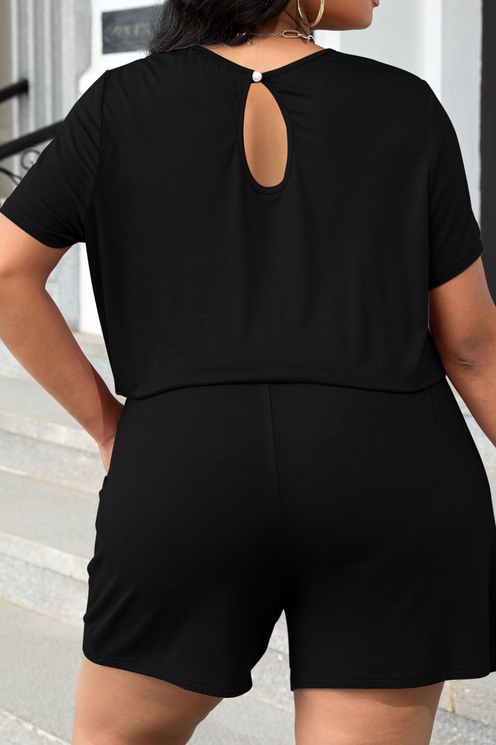 Plus Size Drawstring Waist Romper with Pockets - In Style Chics Boutique LLC