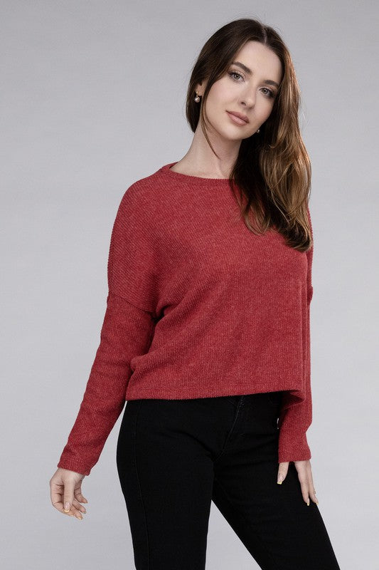 Ribbed Dolman Long Sleeve Sweater - In Style Chics Boutique LLC