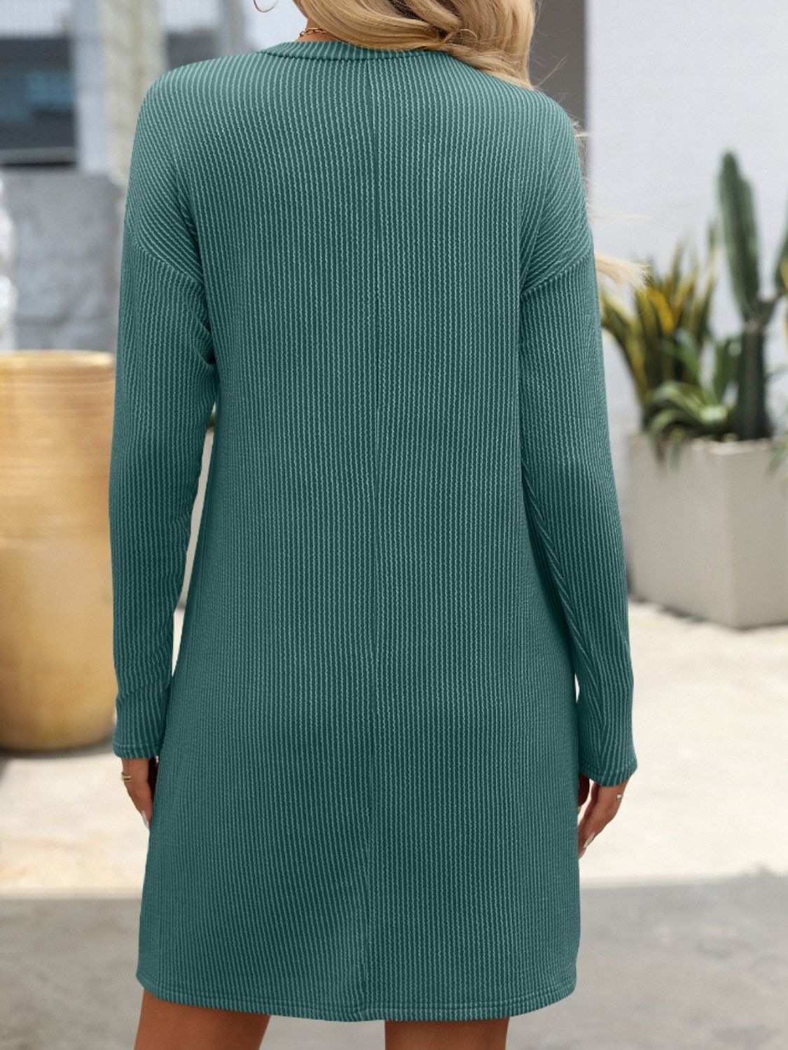 Striped Round Neck Long Sleeve Mini Dress - In Style Chics Boutique LLC