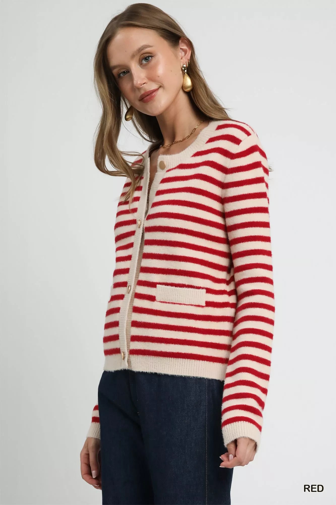 Shop Umgee Striped Knit Button-Up Cardigan at In Style Chics Boutique