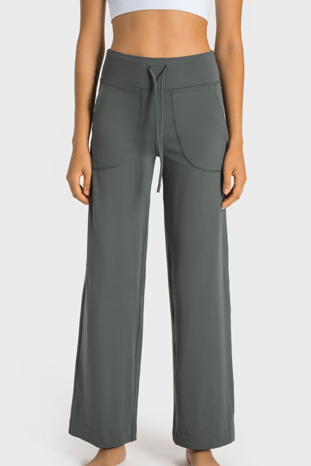 Drawstring Waist Wide Leg Sports Pants with Pockets - In Style Chics Boutique LLC