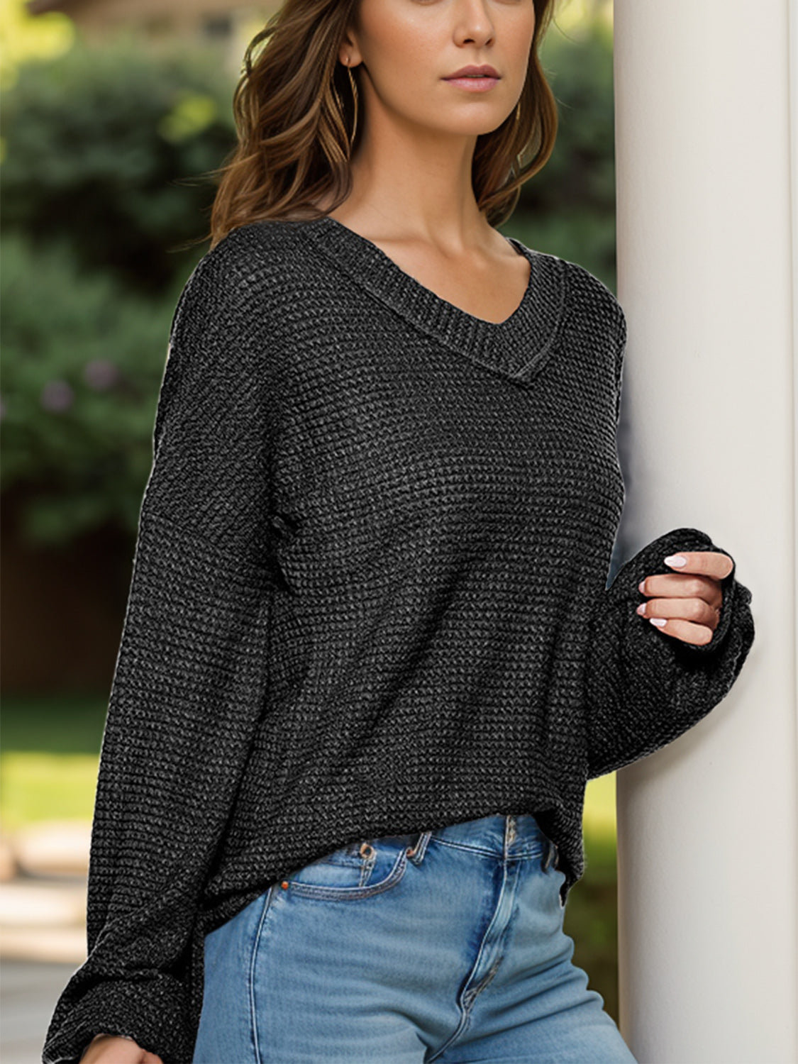 Dropped Shoulder Long Sleeve Knit Top - In Style Chics Boutique LLC