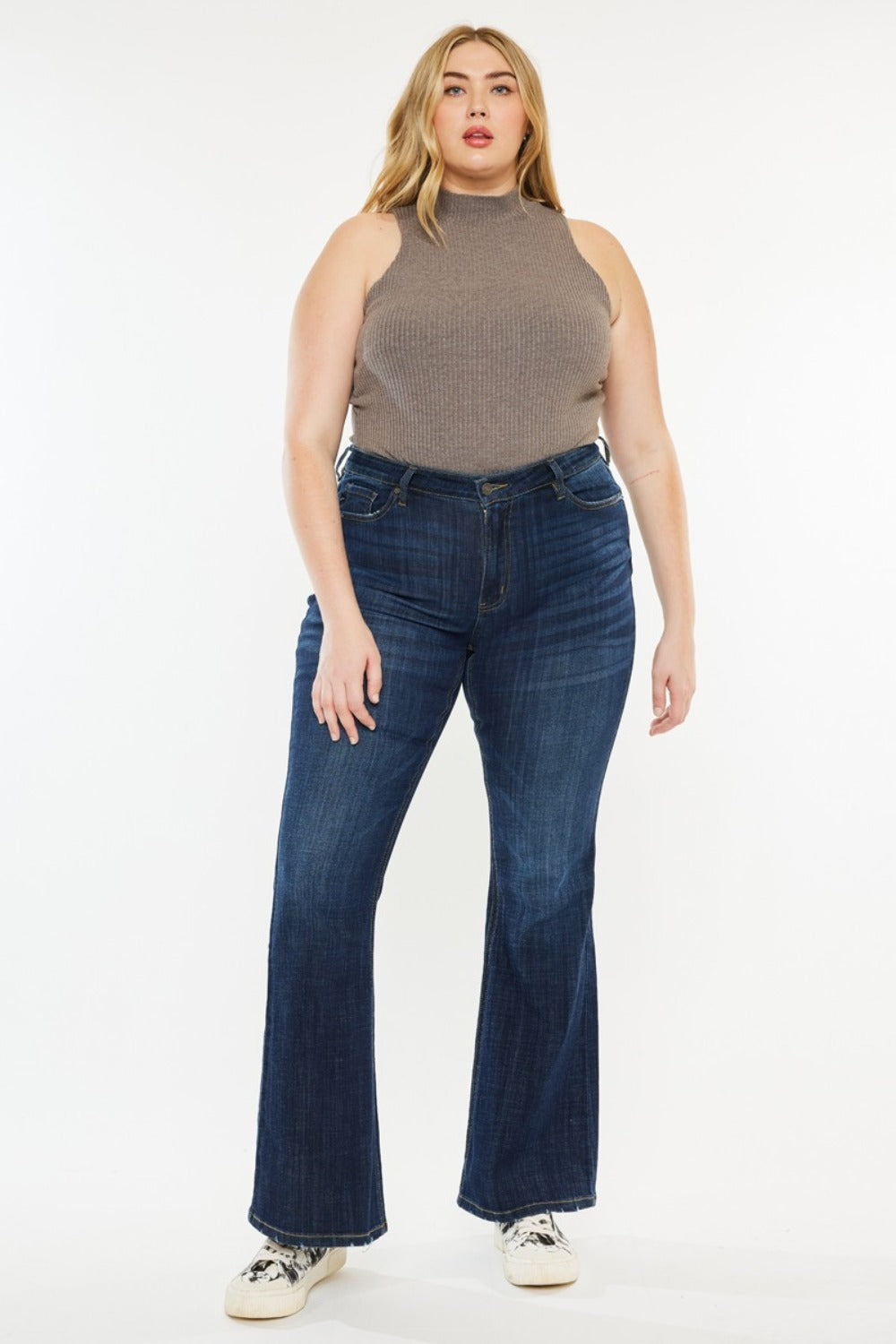 Kancan Womens Mid Rise Flare Jeans - No Distressing - Regular and Plus Size - In Style Chics Boutique LLC
