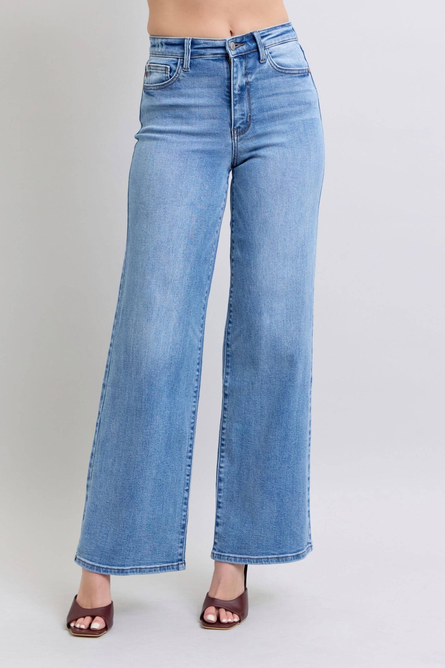 Judy Blue Full Size Wide Leg Non Distressed Jeans with Pockets - In Style Chics Boutique