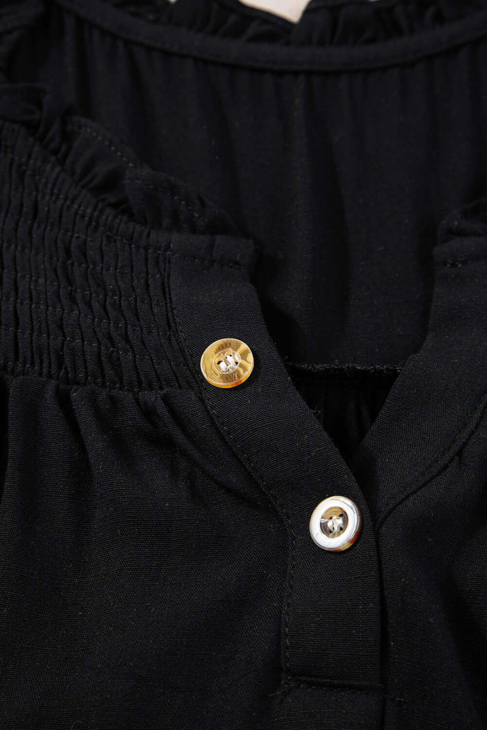 Button Split Neck Frill Trim Sleeveless Shirt - Cute Clothes Online - In Style Chics Boutique Women's Juniors Apparel