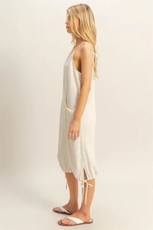 V-Neck Pocket Detail Side Tie Hem Romper - In Style Chics Boutique Women's Juniors Apparel Online Cute Clothes for Summer