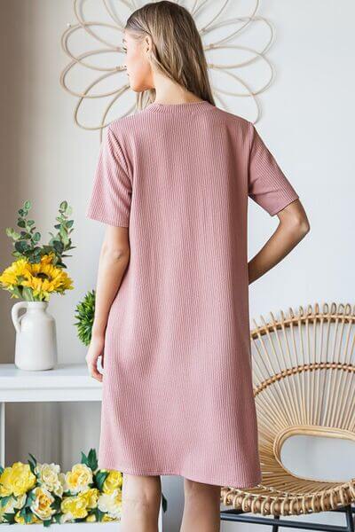 Solid Ribbed Mini Dress with Button - In Style Chics Boutique