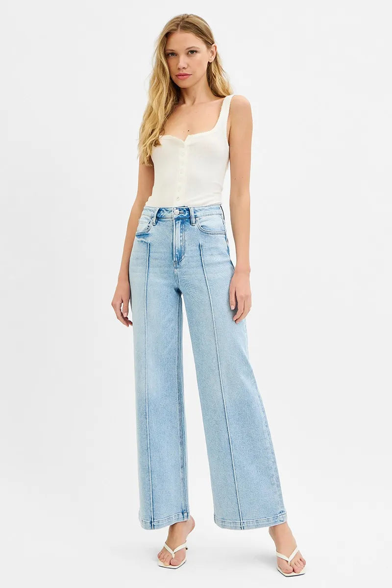 RISEN High Waist Wide Leg Pintuck Detailed