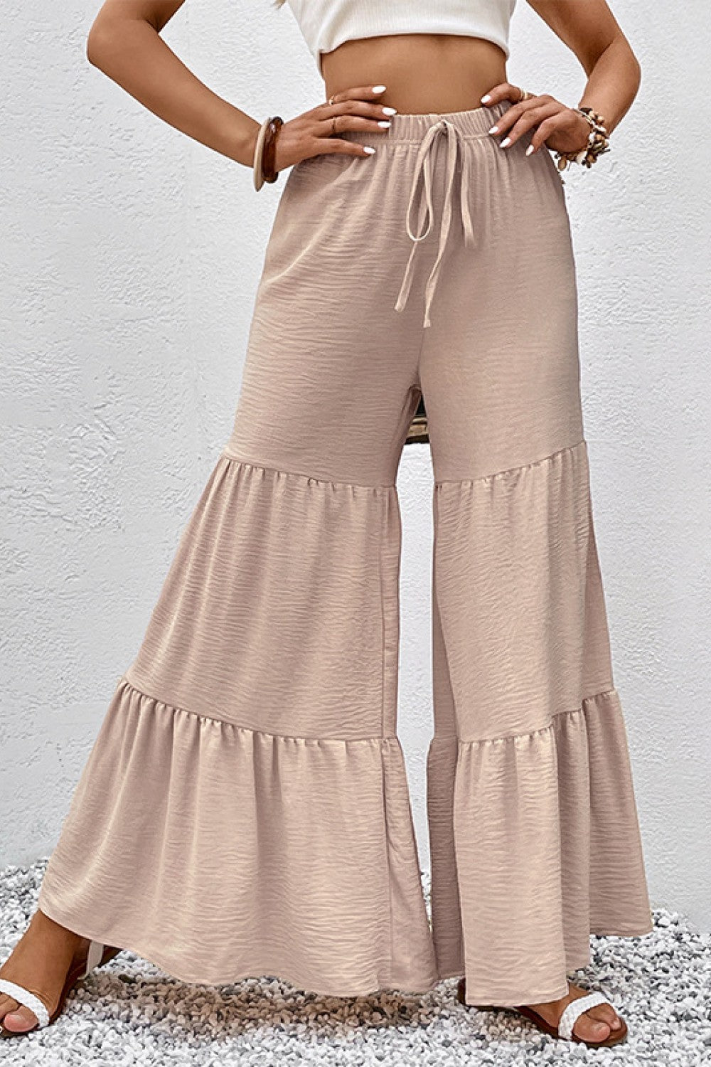 Drawstring Waist Tiered Flare Culottes - In Style Chics Boutique LLC