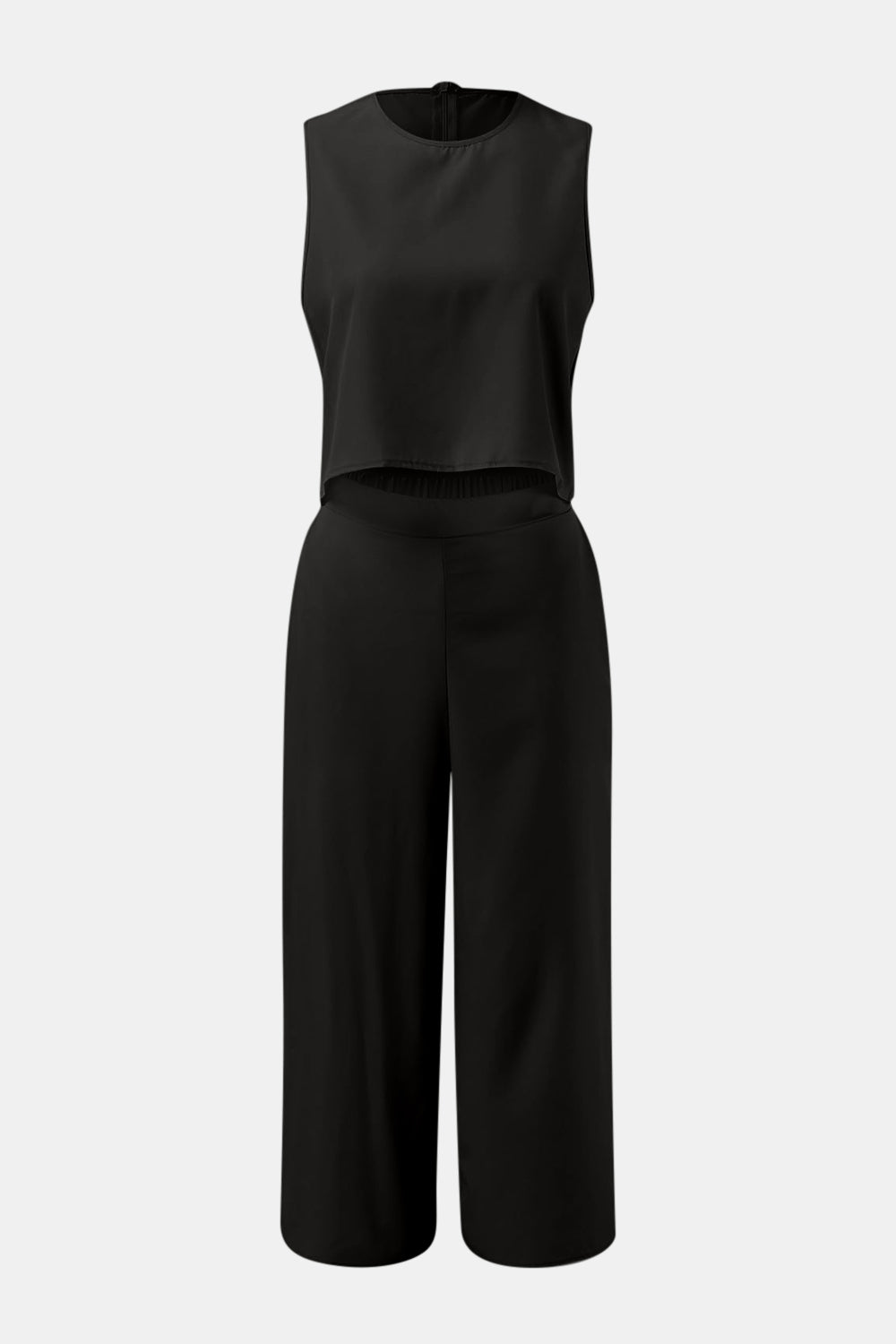 Round Neck Top and Wide Leg Pants Set - In Style Chics Boutique LLC