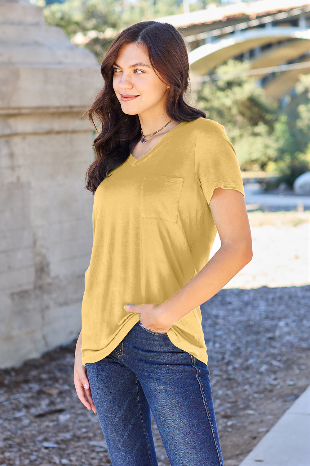 Bamboo Full Size V-Neck Short Sleeve T-Shirt - Eco Friendly - Sensitive Skin - In Style Chics Boutique Women's Juniors Plus Size Apparel Online