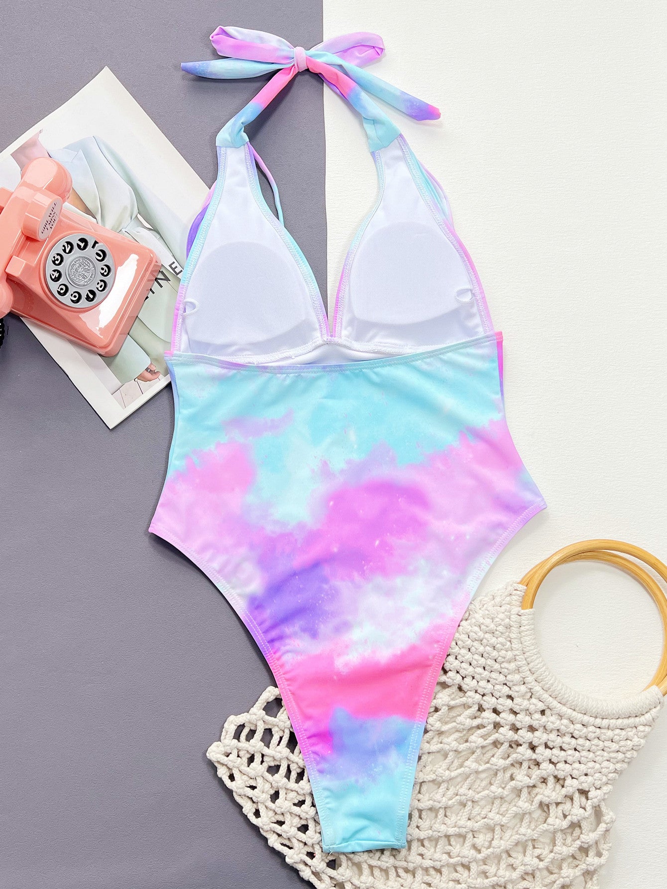 Tie-Dye Halter Neck One-Piece Swimsuit - In Style Chics Boutique LLC