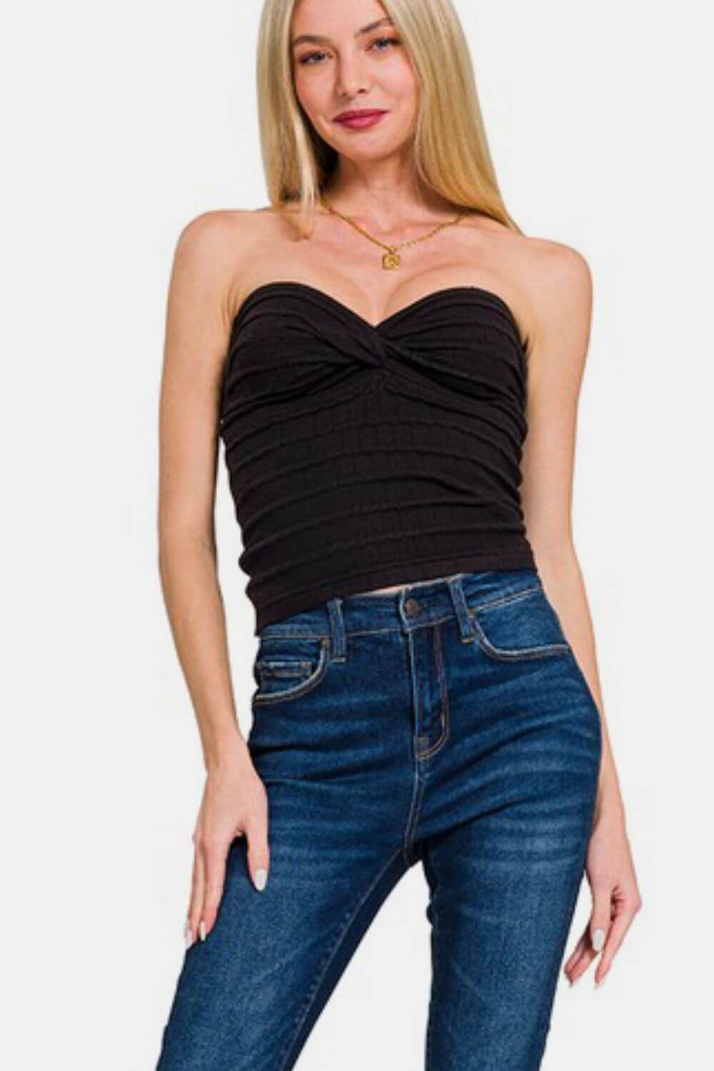 Ruched Twisted Sweetheart Neck Top - In Style Chics Boutique Women's Juniors Apparel Online