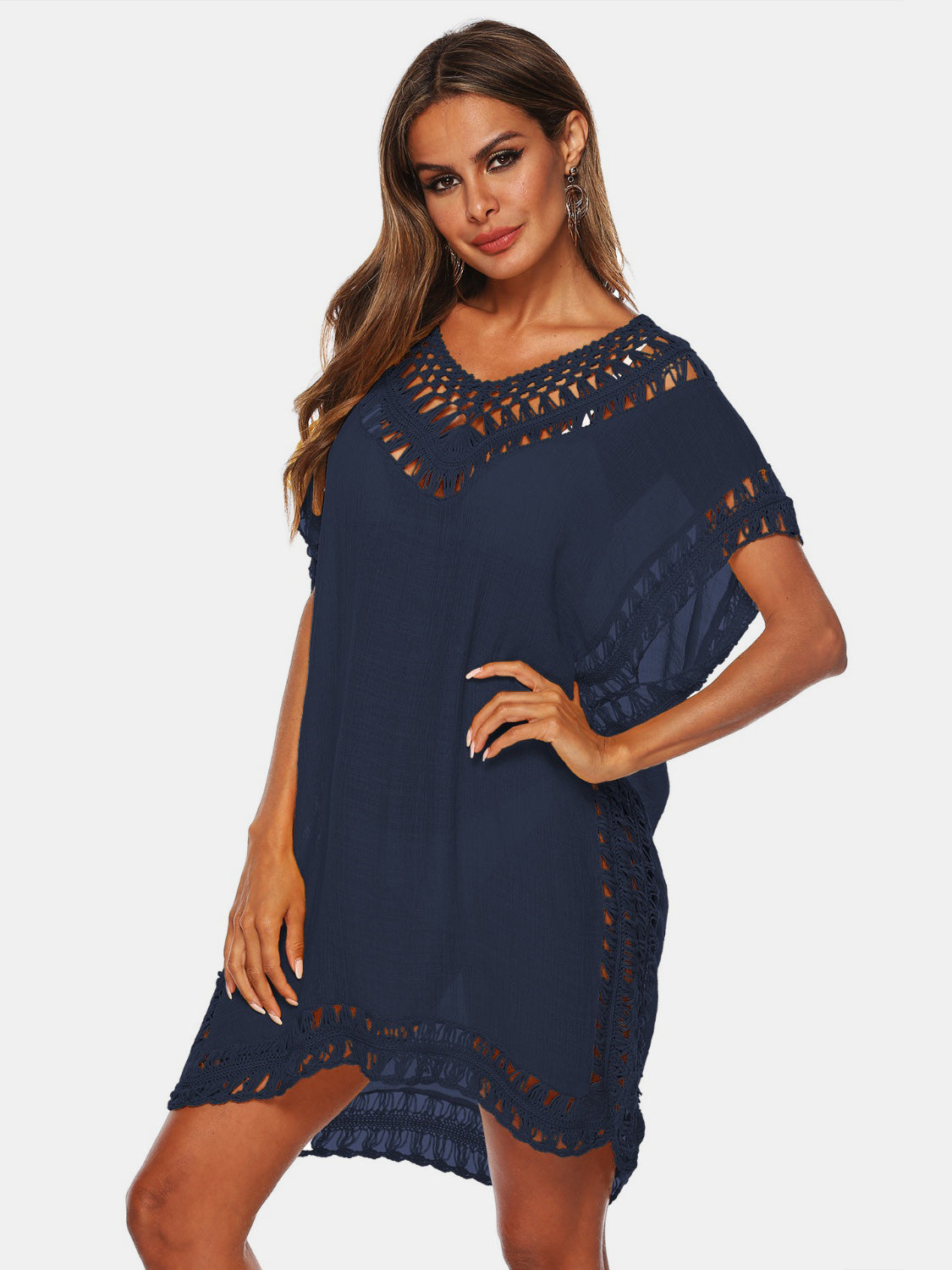 Cutout V-Neck Short Sleeve Cover-Up - More Colors! - In Style Chics Boutique LLC