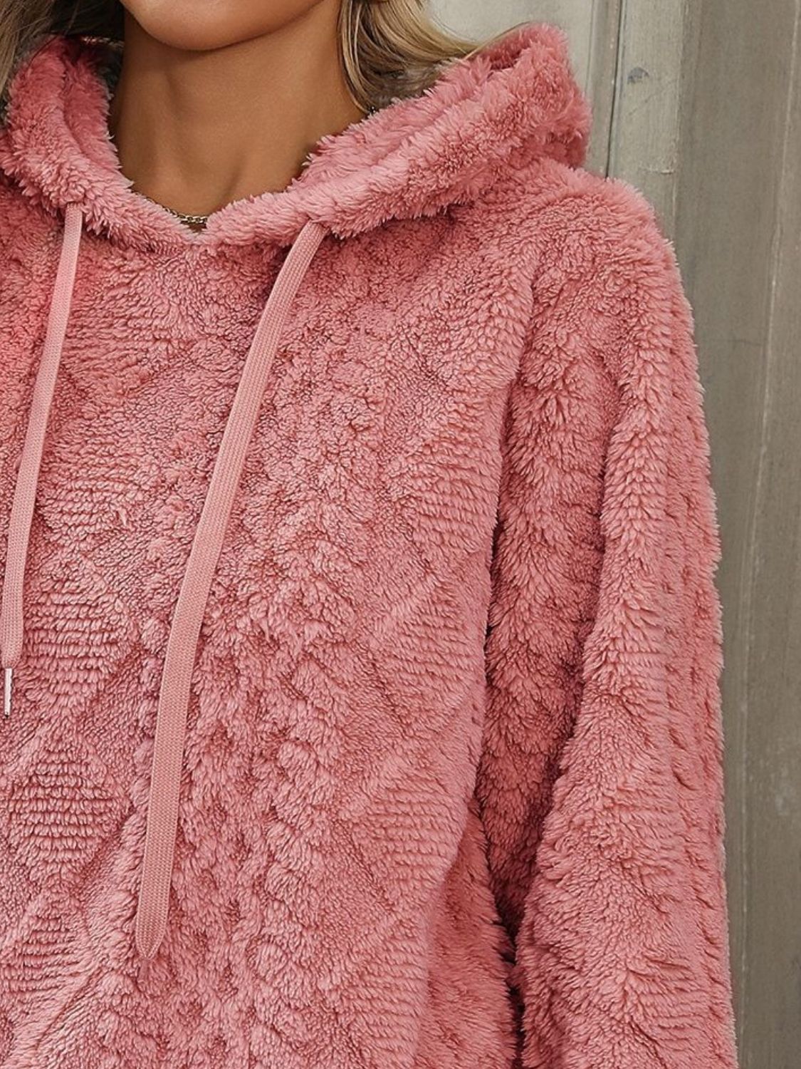 Drawstring Long Sleeve Plush Hoodie - In Style Chics Boutique LLC