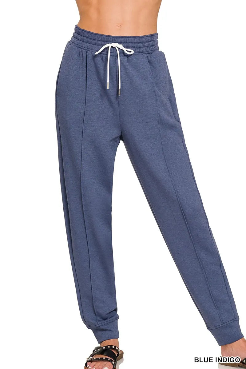 Drawstring Scuba Sweatpants with Pockets