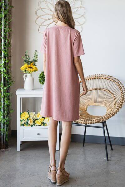Solid Ribbed Mini Dress with Button - In Style Chics Boutique