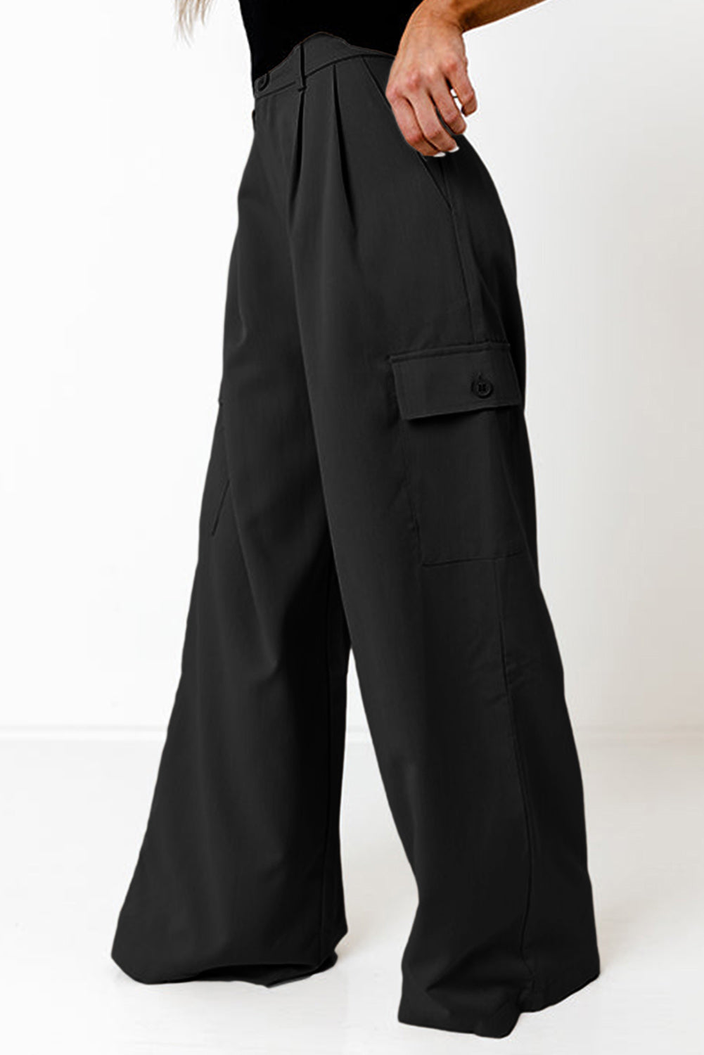 Ruched Wide Leg Pants with Pockets - Also in Black - In Style Chics Boutique LLC