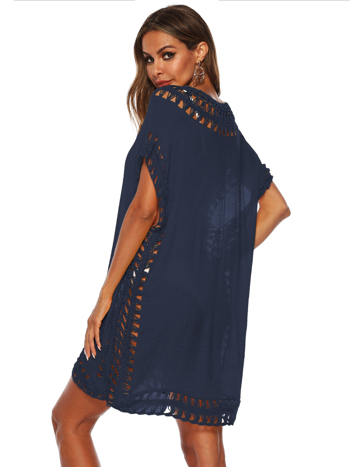 Cutout V-Neck Short Sleeve Cover-Up - More Colors! - In Style Chics Boutique LLC