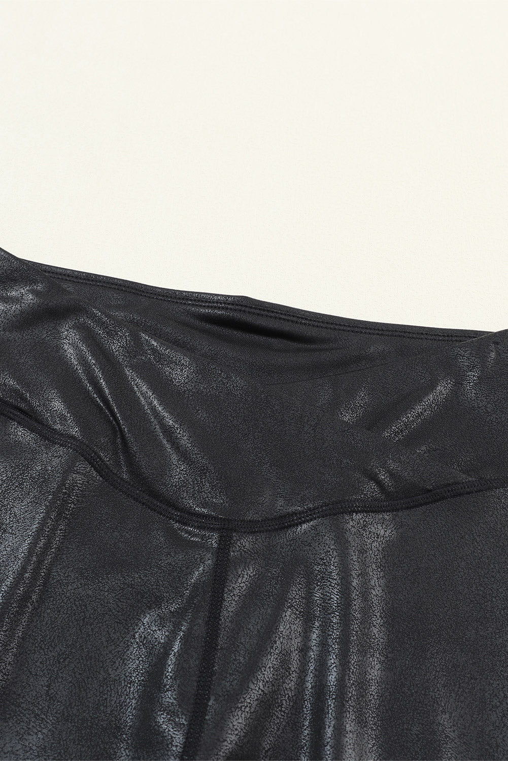 Black Crossed Dip Waist Sleek Leather Leggings - In Style Chics Boutique LLC