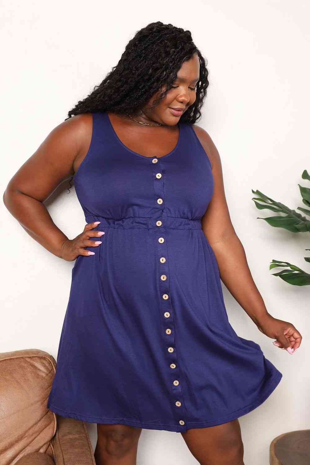 Button Front Empire Waist Sleeveless Slit Magic Dress - In Style Chics Boutique Women's Juniors Plus Size Clothes