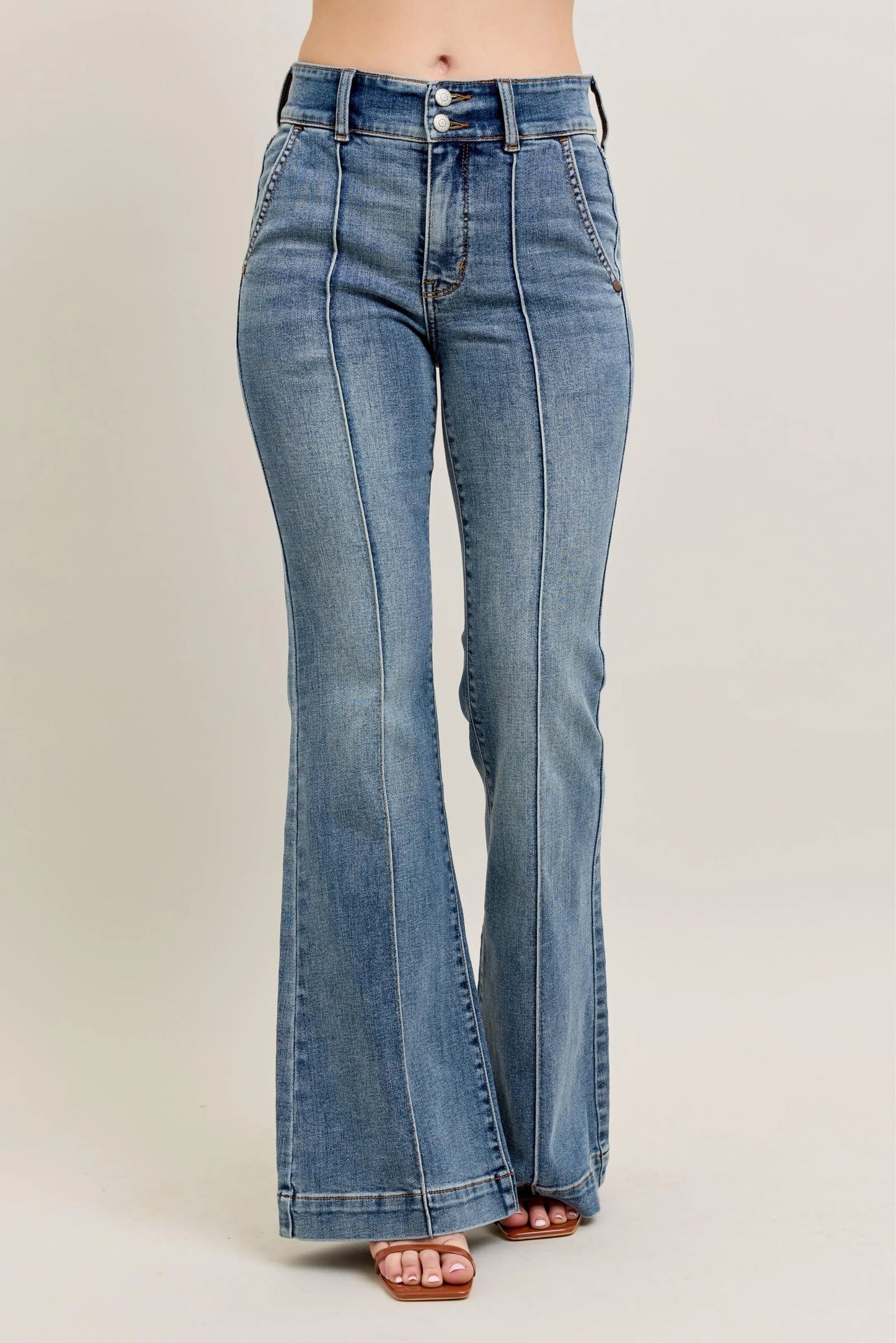 Judy Blue High-Waist Flare Jeans with Front Seam - In Style Chics Boutique Women's Juniors Plus Size Clothes