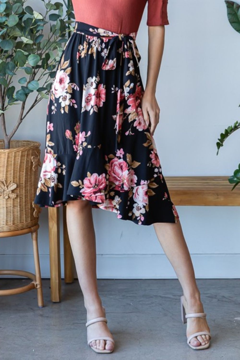 Reborn J Floral Wrap Ruffle Hem Skirt - In Style Chics Boutique LLC