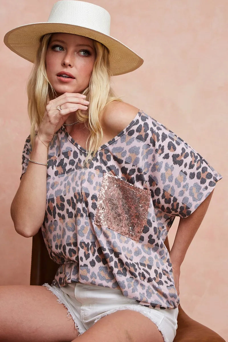 Jersey T-Shirt, Leopard Stripe Print - In Style Chics Boutique