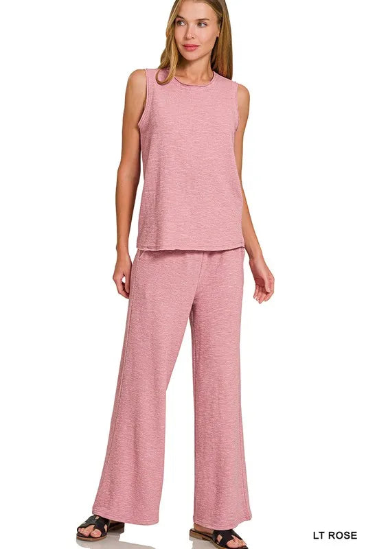 Cotton Slub Tank and Pants Set at In Style Chics Boutique