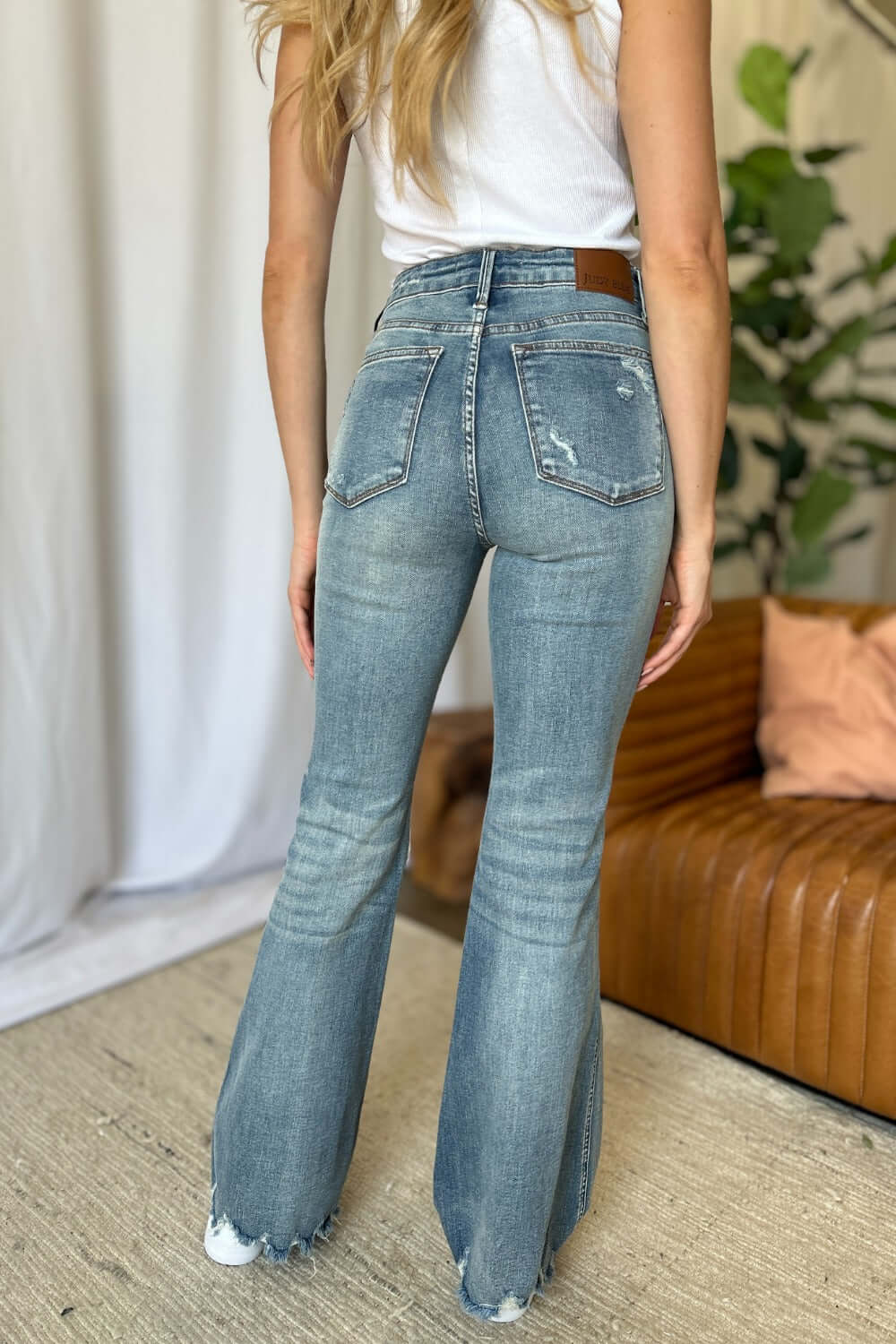 Judy Blue Full Size Medium Rise Tummy Control Destroy Flare - In Style Chics Boutique LLC