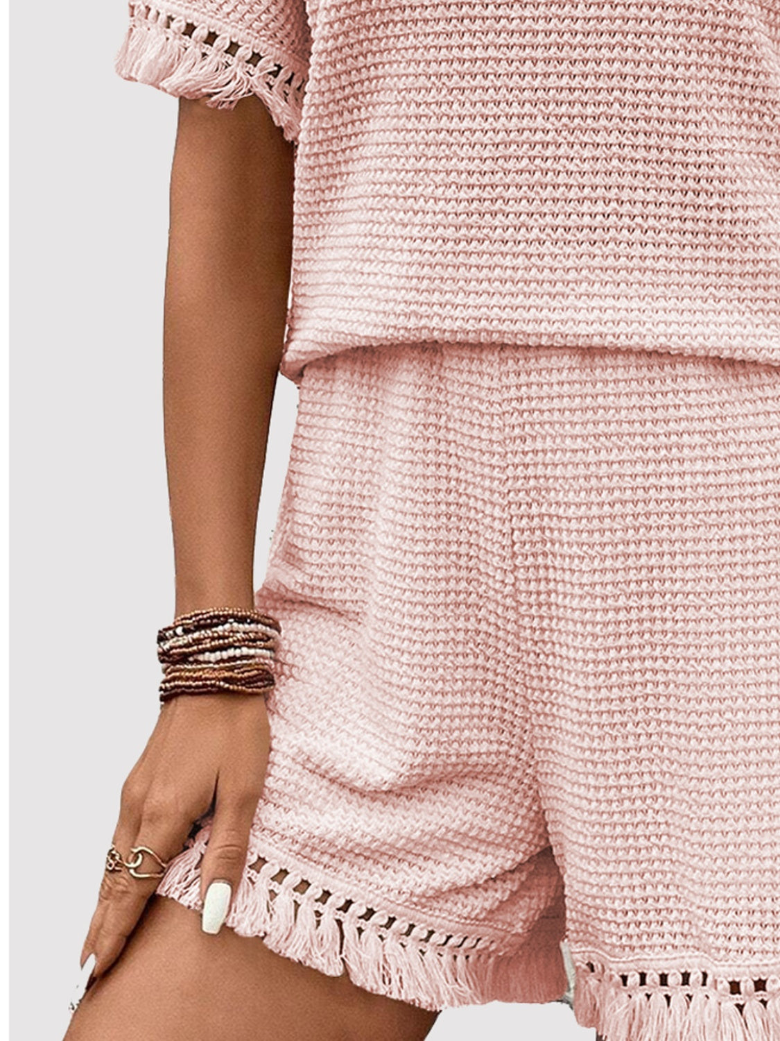 Tassel Round Neck Top and Shorts Set - Also in Blush Pink! - In Style Chics Boutique LLC