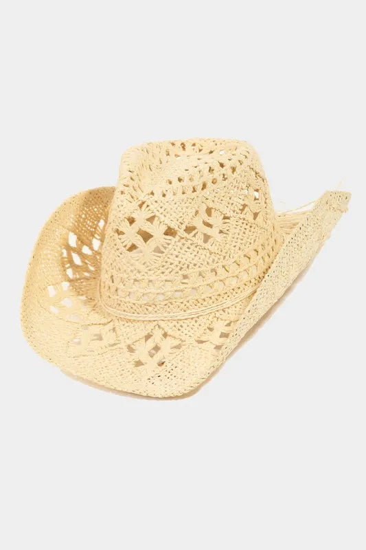 Western Straw Braided Cowboy Sun Hat at In Style Chics Boutique