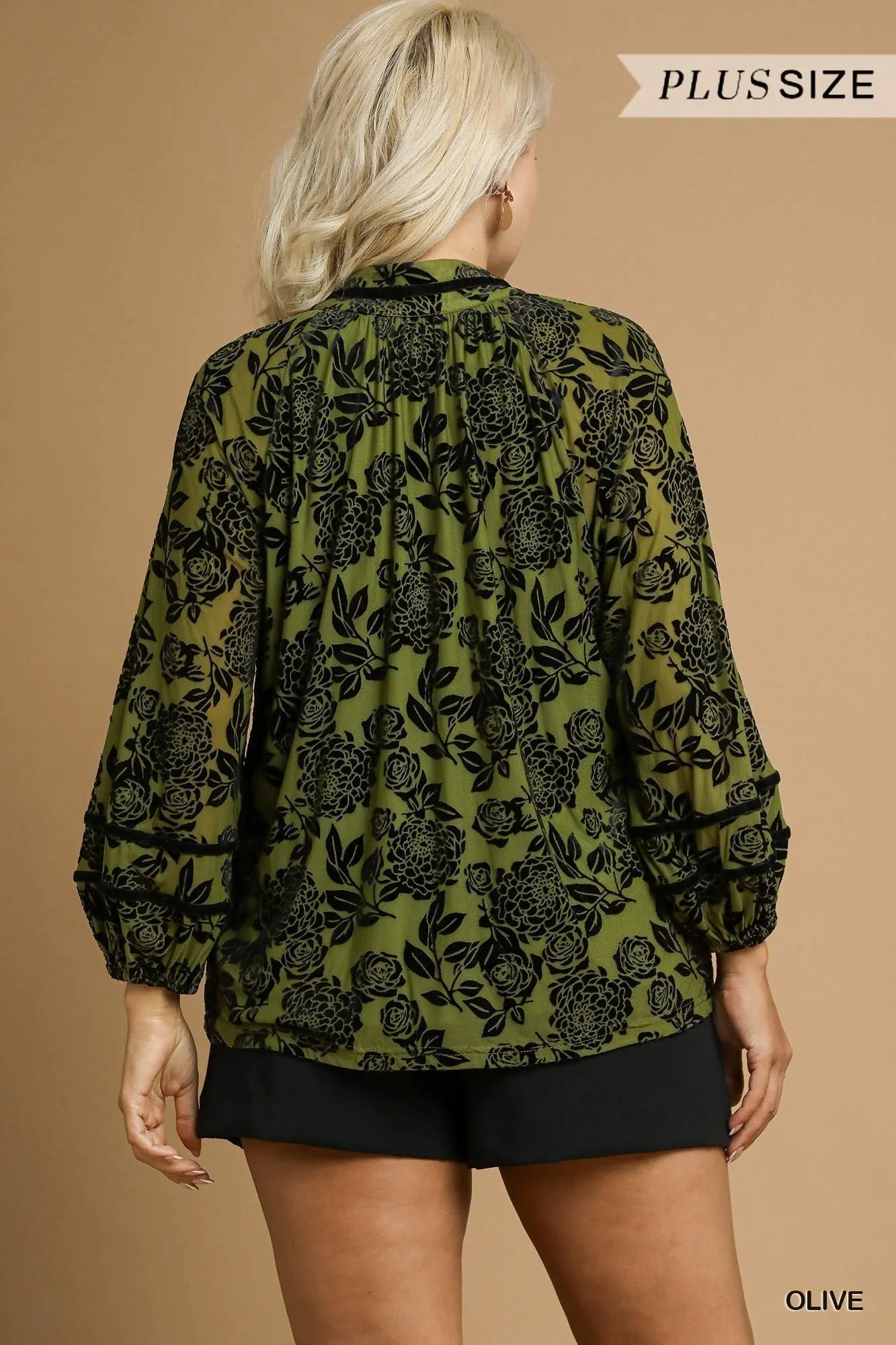 Floral Velvet Blouse with Balloon Sleeves at In Style Chics Boutique 🖤
