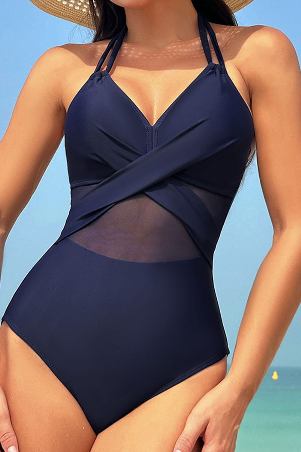 Crisscross Halter Neck One-Piece Swimwear - In Style Chics Boutique LLC