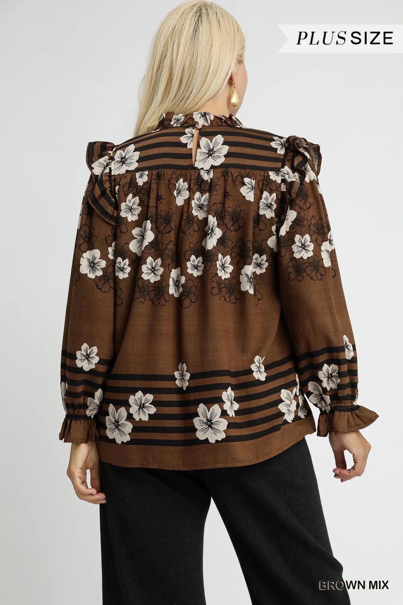 Mix Floral Smocked Ruffle Blouse at In Style Chics Boutique