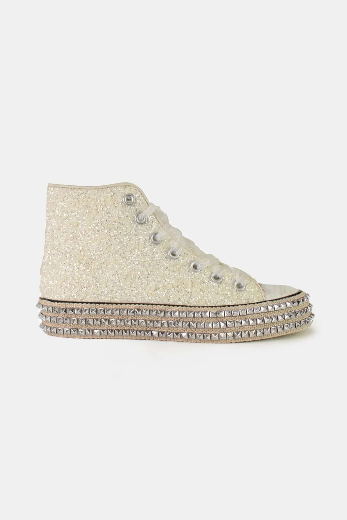 Beast Fashion Glitter Lace-Up Studded Platform Sneakers - In Style Chics Boutique LLC