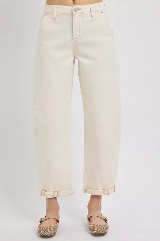 RISEN High Rise Relaxed Barrel Cuffed Jeans at In Style Chics Boutique
